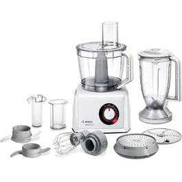 Кухонний комбайн Bosch MultiTalent 8 MC812W501, 1000 Вт, білий, чаша 3,9 л, блендер 1,5 л, універсальний ніж, диски для нарізки та терки, для дерунів