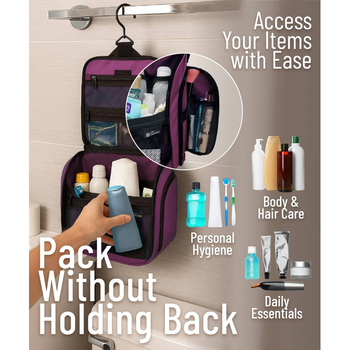 Органайзер для косметики та туалетних аксесуарів D&D – Розкладний дорожній органайзер для жінок та чоловіків (фіолетовий)