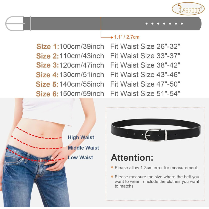 Жіночий шкіряний ремінь JasGood для джинсів, штанів, суконь з золотою пряжкою, чорний+коричневий+бежевий (срібна пряжка), розмір регулюється 66-82 см
