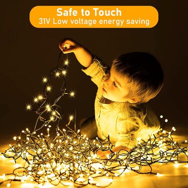 LED гірлянда на батарейках для дому та вулиці, 100 LED, з пультом, таймером, IP65, 25м, тепле світло