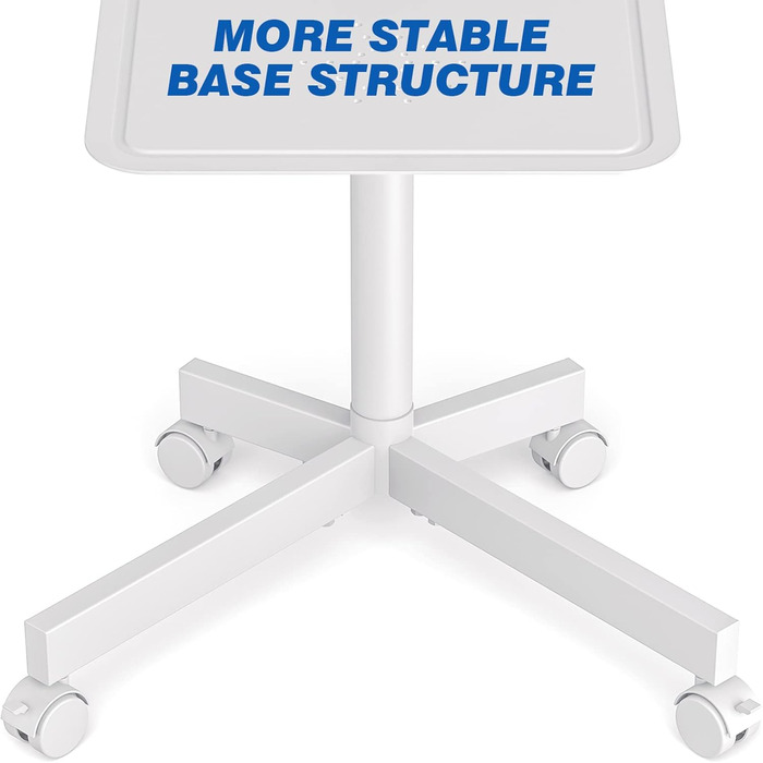 Rolling TV Stand with Wheels - Adjustable Height Mobile TV Trolley for 27-60 inch TVs - VESA 400x400 - 40kg Capacity - White