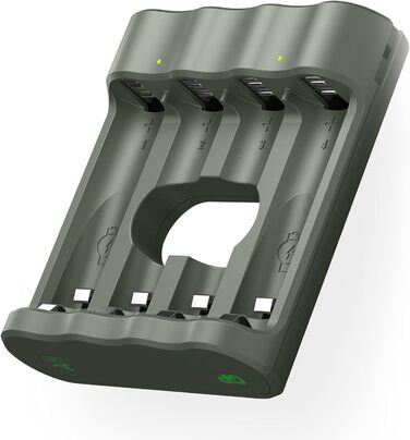 Зарядний пристрій для акумуляторів GP Charge&Save AA AAA з USB-C, 4 слоти, швидка зарядка, LED-індикатор, компактний дизайн