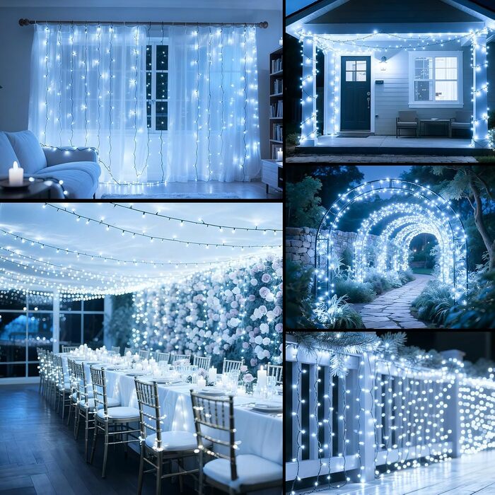 LED гірлянда на ялинку: 250 LED, тепле біле світло, 50 метрів. Водостійка гірлянда для дому та саду з 8 режимами та таймером. IP44, для прикраси на Різдво