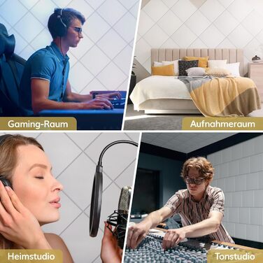 Акустичні панелі TONOR самоклеючі, 18 шт, квадратні 30x30x0,9 см, звукопоглинаючі плити зі щільного поліестеру для стін, стелі та дверей, білі