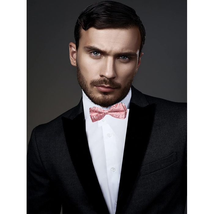 Метелик чоловічий DiBanGu Seide Paisley темно-рожевий (7001) з нагрудною хустинкою, шпилькою та запонками для весілля, вечірки, випускного