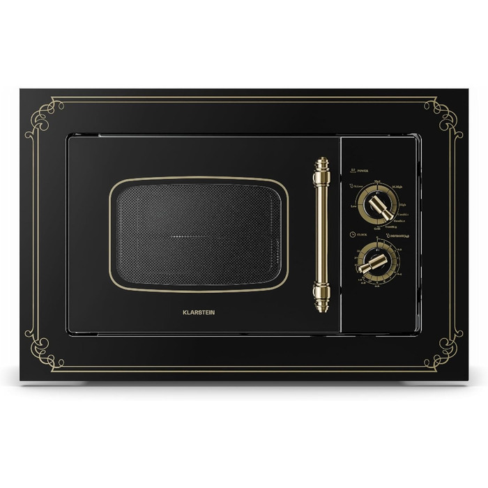 Мікрохвильова піч Klarstein Victoria 20 - вбудована, 20 л, 800 Вт, 1000 Вт гриль, 3 функції, нержавіюча сталь, з рамкою, чорна