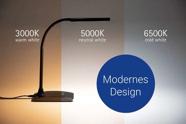 Стілеві LED-лампа MAULpearly colour vario, регульована яскравість – потужна офісна лампа для робочого місця – настільна лампа з регулюванням колірної температури 3000-6500K – колір: чорний
