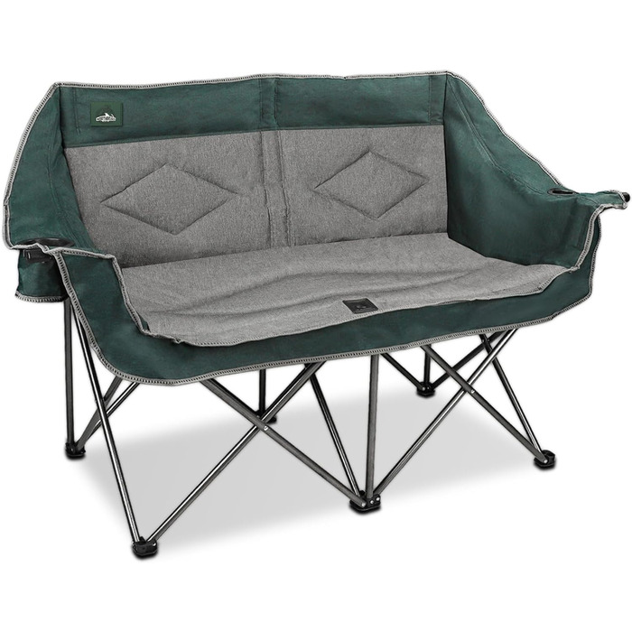 Розкладний крісло-диван Northroad для кемпінгу на 2 особи, портативне, м'яке, для саду, пікніків, пляжу, подорожей (темно-зелене)