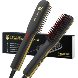 Електричний випрямляч для бороди чоловічий з LED-дисплеєм, керамічний та іонний, для подорожей та дому