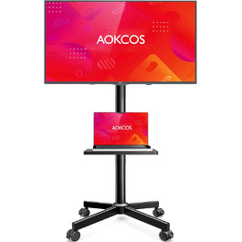Підставка для телевізора AOKCOS на коліщатках, 32-65 дюймів, чорна, до 40 кг, VESA 400x400 мм