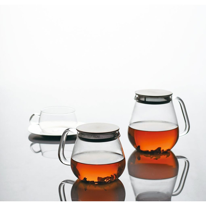 Kinto Unitea One Touch Teapot from Stainless Steel, 720 ml, Heat-Resistant Glass Teapot with Stainless Steel Infuser in Lid (Japan Import)