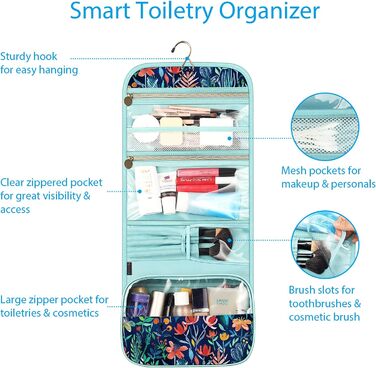 Fintie Косметичка-органайзер для подорожей, велика водонепроникна сумка для макіяжу, для жінок та дівчат, принт 'Джунглі Ніч'