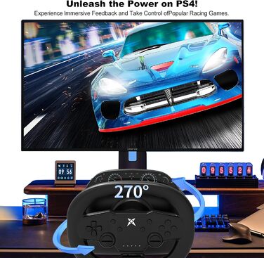 Руль для ПК DOYO з педалями та перемикачем передач, 270° оберт, Bluetooth, вібрація, сумісний з PC, PS3, PS4, Switch, Android, чорний