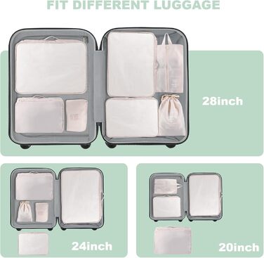 Органайзер для валізи BillyBath: Набір для подорожей (8 шт., A-beige)