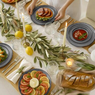 Набір посуду Twinzee Steingut (24 частини) для 6 осіб: тарілки та миски - серія Riviera (Perla)