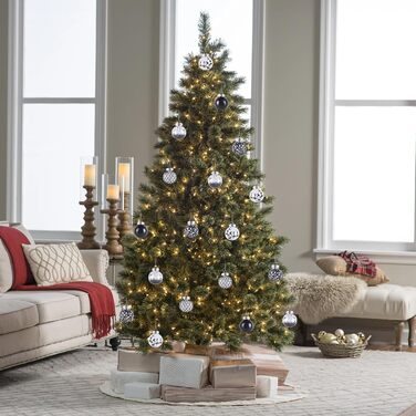 30 шт. Новорічні кулі - прикраси для ялинки, блакитні (прозорі, чорні), 6 см, ручної роботи, з петелькою