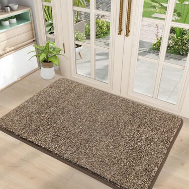 Привідний килимок Pauwer протиковзкий для вхідних дверей, стійкий до зносу та придатний для прання, для передпокою, тераси та саду (45x70 см, коричневий)