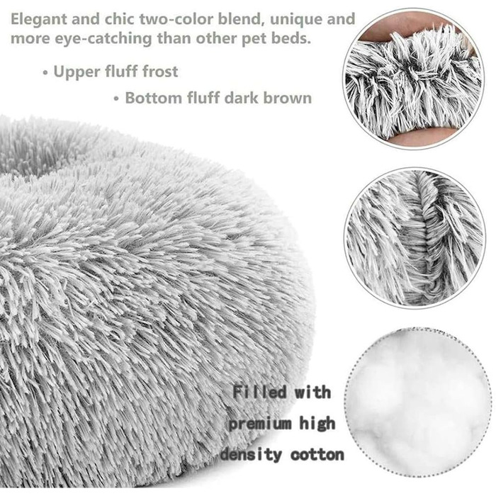 Кругле м'яке ліжко для собак та котів Haoye, Ø 50 см, біле