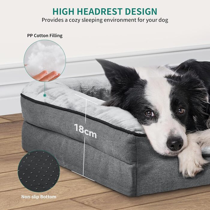 Крісло-ліжко для собак середніх порід YITAHOME, 51x48 см, ортопедичне, знімний чохол, чорне