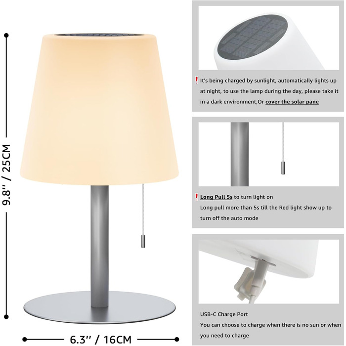Світлодіодний солярний світильник для столу, вуличний, 2-в-1, бездротовий, 8 кольорів, для саду, кемпінгу (Срібний)