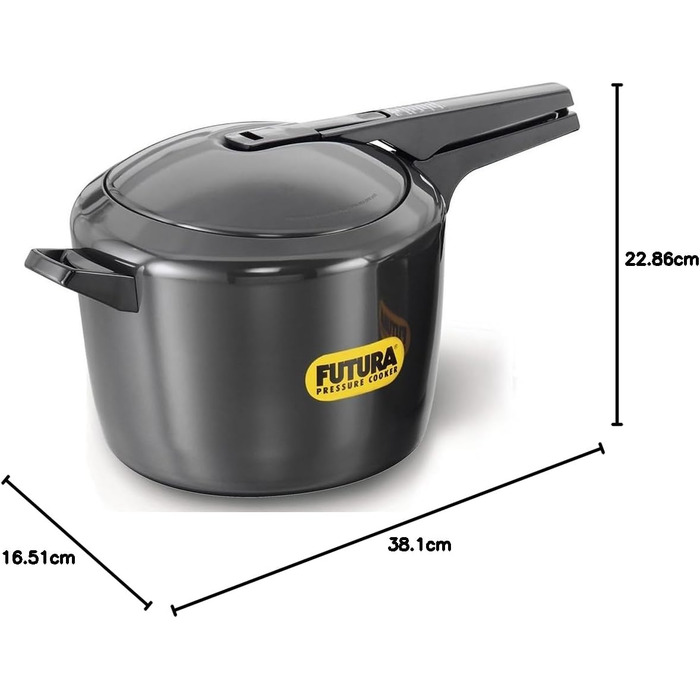 Швидковарка Hawkins Futura, 9 літрів, чорна, з нержавіючої сталі, з кришкою з нержавіючої сталі