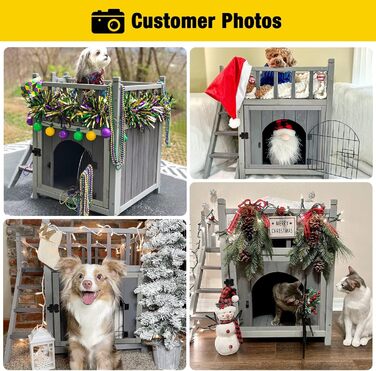 Будинок для собак та котів Aivituvin Feral з 2 поверхами та сходами (Сірий, L-08)