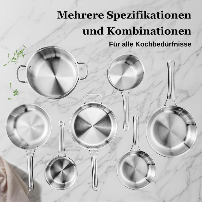 Набір каструль LeadZM з керамічним покриттям (22 шт.) для індукційних плит, сумісний з усіма плитами, без PFOA/PFOS (Бежевий) + Набір з 11 предметів з нержавіючої сталі (Сріблястий)