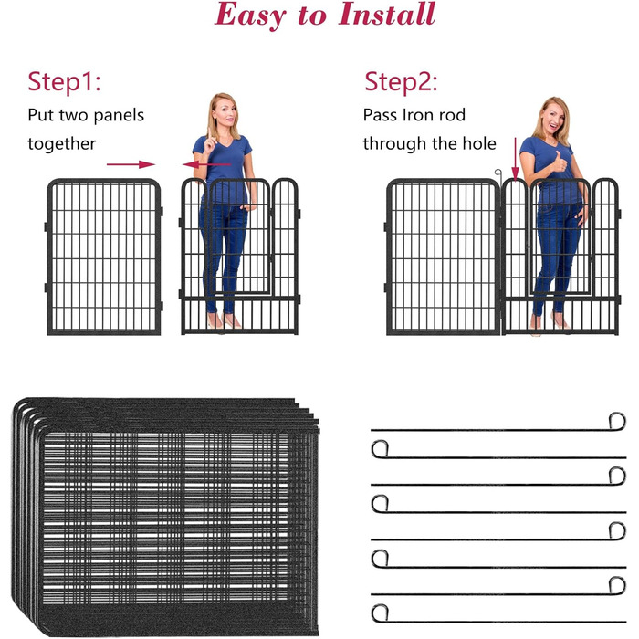 Металевий вольєр для собак, загін для цуценят, вольєр для тварин на подвір'я, 101,6 см, 42 панелі, міцний, для внутрішнього та зовнішнього використання