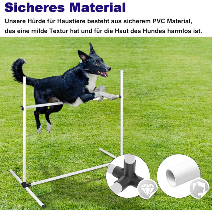 Набір для аджиліті для собак 4-TLG, комплект для тренувань собак, регульована висота, з сумкою, PVC, білий