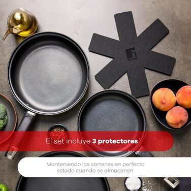 Набір сковорідок Bergner Baster з нержавіючої сталі (6 шт.) 20, 24, 28 см з подовженими ручками, захисні кришки, силіконові ручки, антипригарне покриття, індукційне дно 20, 24, 28 см