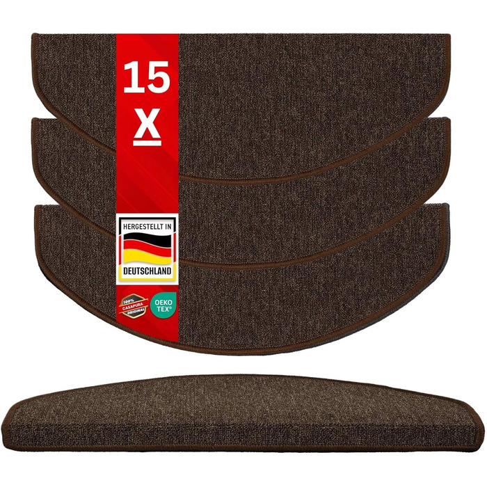 Casa Pura London Stair Treads - Non-Slip Indoor Stair Mats - 15-Piece Set or Individual - Dark Brown