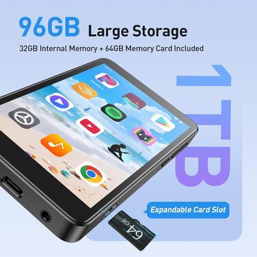 MP3 плеєр AGPTEK з Bluetooth та Wi-Fi, Android 14, 4