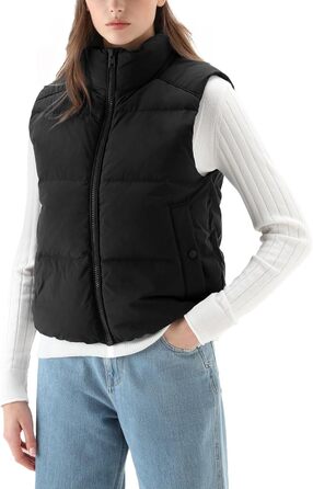Жіноча жилетка Fengbay Reitweste: безрукавна, з коміром-стійкою, легка, стьобана, з утеплювачем, для осені та зими, чорна, розмір M