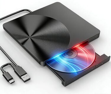 Зовнішній CD/DVD-привід USB 3.0, портативний DVD-RW записувач для ноутбука, ПК, MacBook Pro (Windows, Linux, macOS)