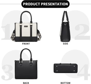 Сумка жіноча Miss Lulu середнього розміру через плече з текстурою лічі, з внутрішніми кишенями для роботи, відпочинку та повсякденного використання (чорний)