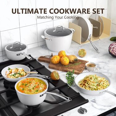 Набір посуду Cooksmart 10 предметів: каструлі, сковорідки з антипригарним покриттям, нержавіюча сталь, індукційний, для плити, посудомийна машина