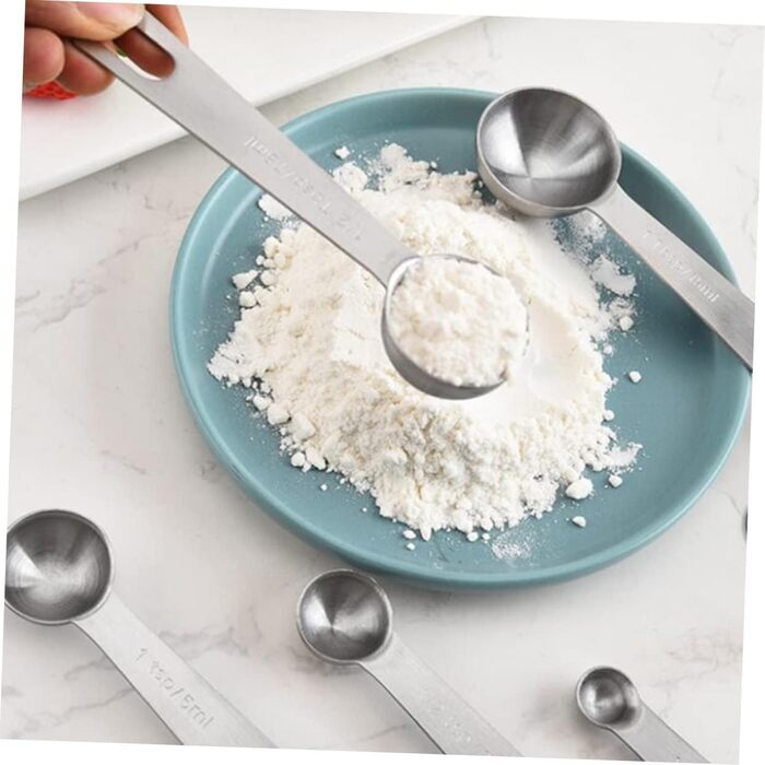 15 Measuring Spoon Conversion Table Kitchen Gadgets Bowls Measuring Cups for Baking Measuring Cup Set Portable Rice Spoon Kitchenware Stainless Steel Silver