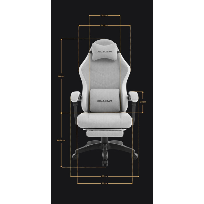Ігрове крісло Delagear G 325, сіра тканина