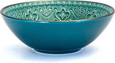 Набір посуду Elama Rund з глазурованого фарфору, рельєфний, 16 предметів, океаново-блакитний та зелений