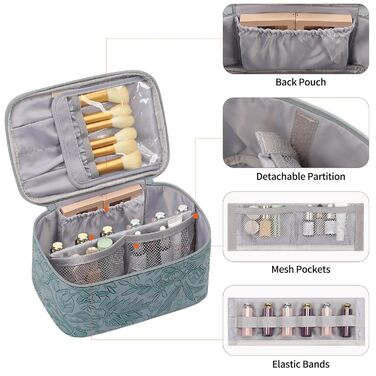 Косметичка для жінок, велика сумка для макіяжу, дорожня косметичка-кофр для жінок, дорожня косметичка для макіяжу, косметичка з ручкою та роздільниками (A-блакитна)