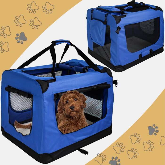 Транспортна переноска для собак та котів Petigi, велика, блакитна (70x52x51 см)