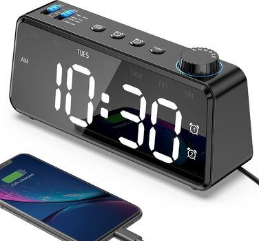 ANJANK FM Radio Alarm Clock with USB Charging Port | Dual Alarm with Weekday/Weekend Settings | 0-100% Dimmable and 6.5