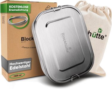 Premium Stainless Steel Lunch Box I 1400ml I Includes Replacement Seal and 2 Dividers I The improved lunch box is leak-proof and very easy to clean I For children and adults