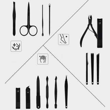 Набір інструментів для манікюру та педикюру (16 предметів), кусачки та обрізачі для нігтів