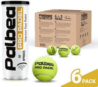 Palbea PRO Padel: Якісні м'ячі для падел-тенісу - FIP сертифіковані, HV Filz, Преміум якість. Ідеальні для тренувань та турнірів. 1 картон x 6/12/24 туби