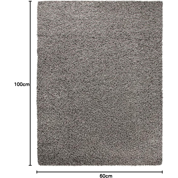 Килимок для вітальні TT Home з високим ворсом, штучний, сірий, 60x100 см