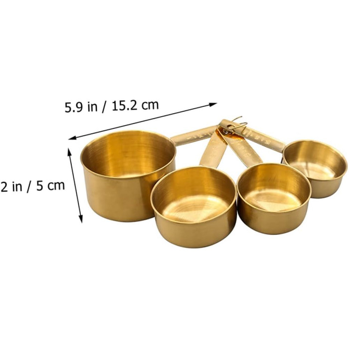 BESTOYARD 2 Sets Stainless Steel Measuring Spoons Rustproof Measuring Spoons Tablespoons Measuring Spoons Measuring Cups Micro Scoop Measuring Scoop Measuring Cups Baking Stainless Steel Golden 4 Pieces * 2