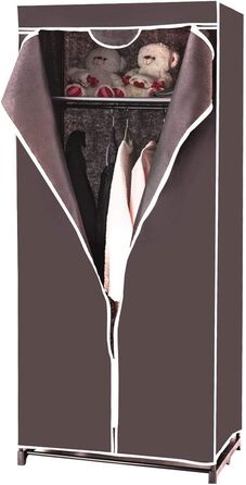 RELAX4LIFE Wardrobe with Metal Frame, Fabric Closet with Large Storage Space, Folding Wardrobe with Cover, Textile Closet with Non-Slip Feet, Folding Clothes Closet Fabric Wardrobe (Coffee Brown)