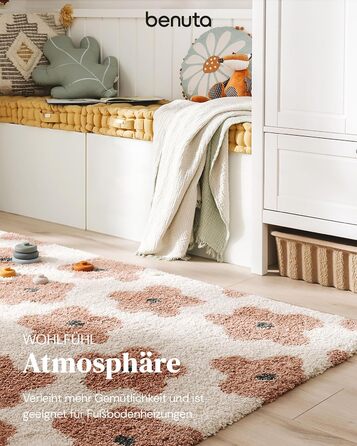 Дитячий килим Benuta Lytte Gobi Рожевий 80x150 см, прямокутний, з дитячим малюнком, штучне волокно, скандинавський стиль