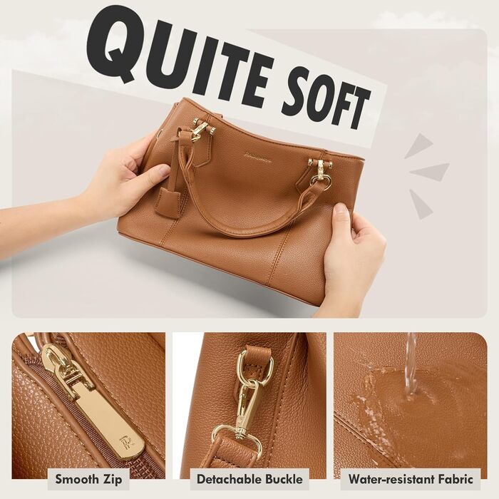 Жіноча сумка RAINSMORE середнього розміру з PU шкіри, коричнева: сумка-тоут, сумка на плече, ручна сумка